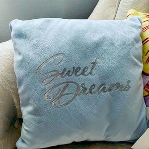 “Sweet Dreams” Velvet Pillow in Light Blue